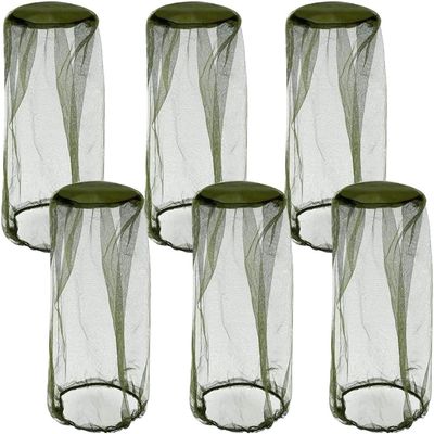 Mosquito Head Net Face Cover, Black, 6-Pack