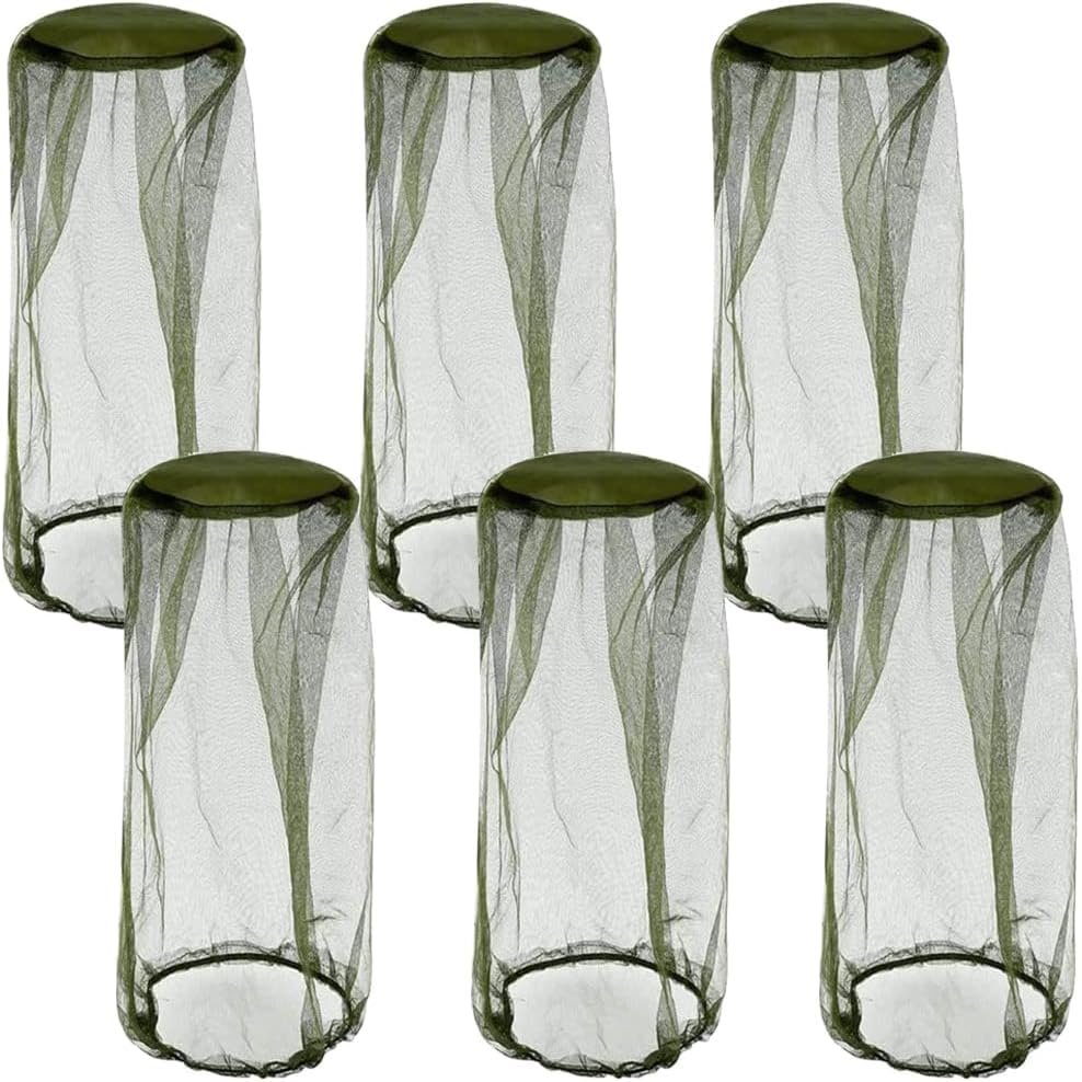 Mosquito Head Net Face Cover, Black, 6-Pack