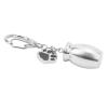 Pet Ash Keychain with Paw Print Design, Compact Stainless Steel Memorial for Dog Ashes (Silver) view 1