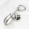 Pet Ash Keychain with Paw Print Design, Compact Stainless Steel Memorial for Dog Ashes (Silver) view 2