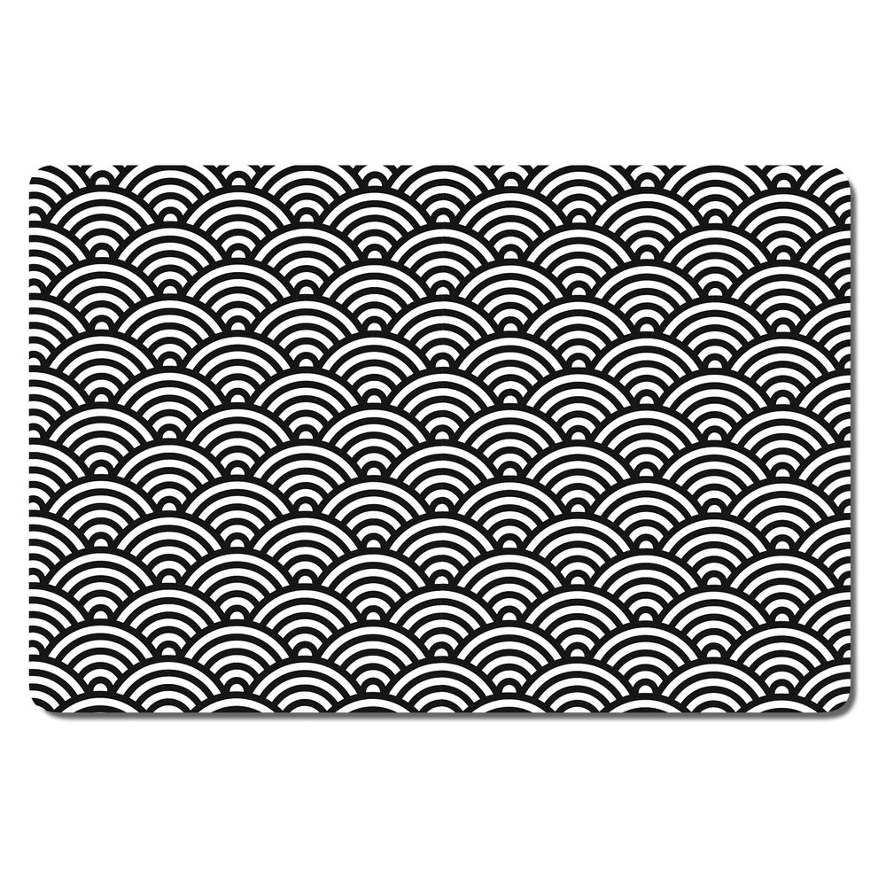 Rnivvi Dog Feeding Mat, 40.6 x 61 cm, Absorbent, for Food and Water, Cute Non-Slip Rubber Mat, Gray Rounded Wave