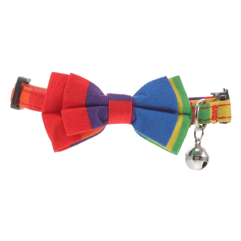 Supvox Adjustable Dog Collar with Rainbow Bowtie