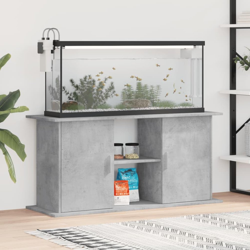 Vopese Aquarium Stand, Concrete Gray, 121 x 41 x 58 cm
