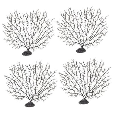 Yardwe 4-Piece Artificial Coral Figurine Set for Aquariums, Lifelike Tree Decorations, Medium