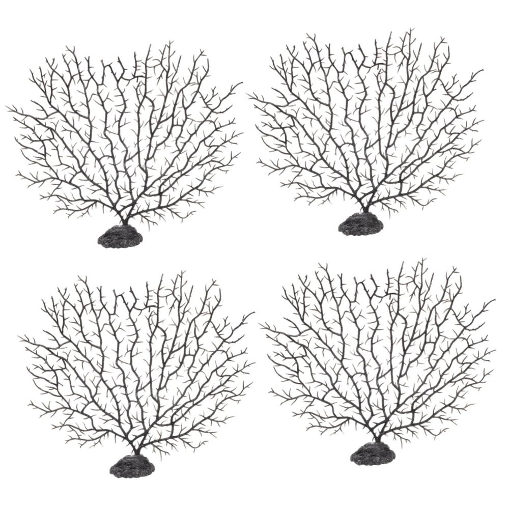 Yardwe 4-Piece Artificial Coral Figurine Set for Aquariums, Lifelike Tree Decorations, Medium