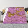 JIUJIUJIU Lightweight Flannel Blanket with Golden Lines Pattern view 1