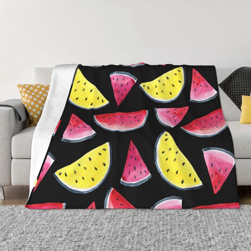 JIUJIUJIU Watermelon Pattern Flannel Throw Blanket