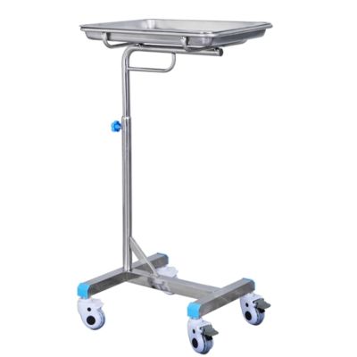 OHaGin Height-Adjustable Stainless Steel Mayo Stand with Removable Tray and Wheels