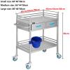 OHaGin Medical Lab Cart, Stainless Steel Serving Trolley with 2 Drawers, 2/3 Tiers, 80 x 48 x 86 cm view 2
