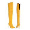 WOkismD 10 cm Over-the-Knee Stiletto Boots, Glossy Yellow, EU 37 view 1