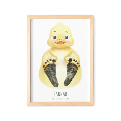 DEL M Unique Personalized Footprint Baby Duck Picture for Nursery Decor, Newborn Birth Gift (NO PAINT | DIN A3)
