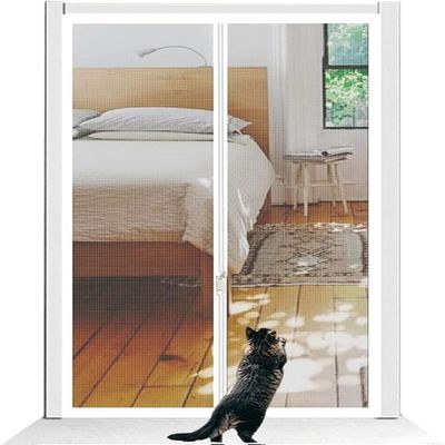 Reinforced Cat Screen Door with Two-Way Zipper, 130 x 220 cm