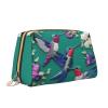 Leather Cosmetic Bag with Floral Hummingbird Embroidery view 2