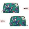 Leather Cosmetic Bag with Floral Hummingbird Embroidery view 3