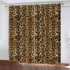 MELABE Yellow and Brown 3D Blackout Curtains with Black Leopard Pattern, 2 Panels, 150 W x 270 H cm view 1