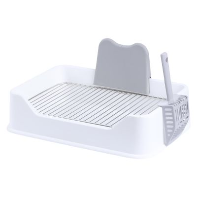 Indoor Puppy Potty Tray with Removable Grate and Guard Wall