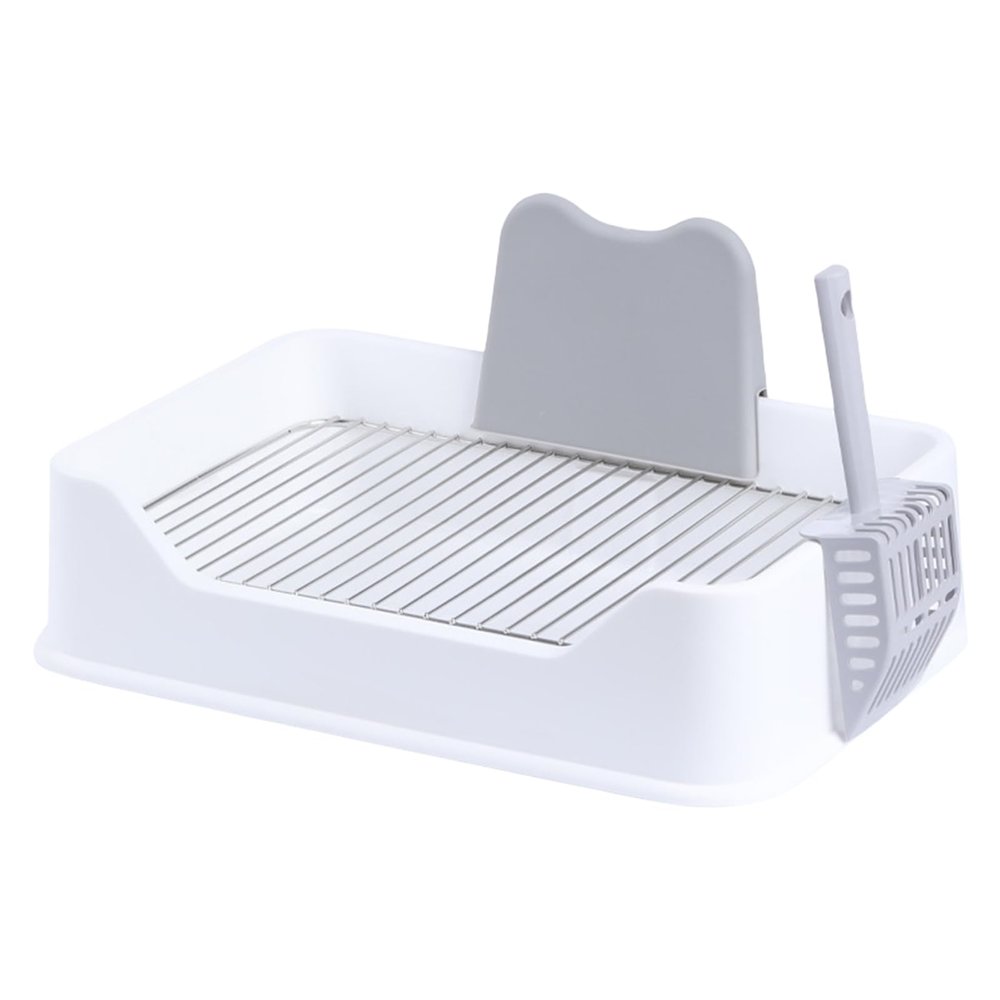 Indoor Puppy Potty Tray with Removable Grate and Guard Wall