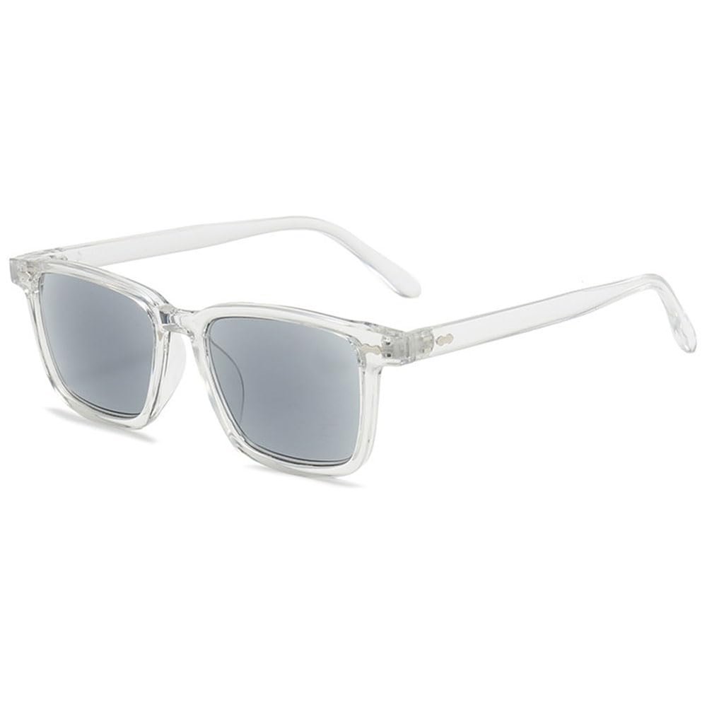 VEVESMUNDO Tinted Reading Sunglasses with Blue-Light Filter, Rectangular, +3.0, Transparent & Gray Lenses