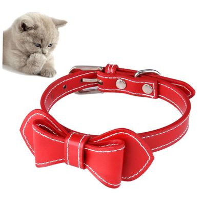 Supvox PU Pet Bow Tie Dog Collar - Red