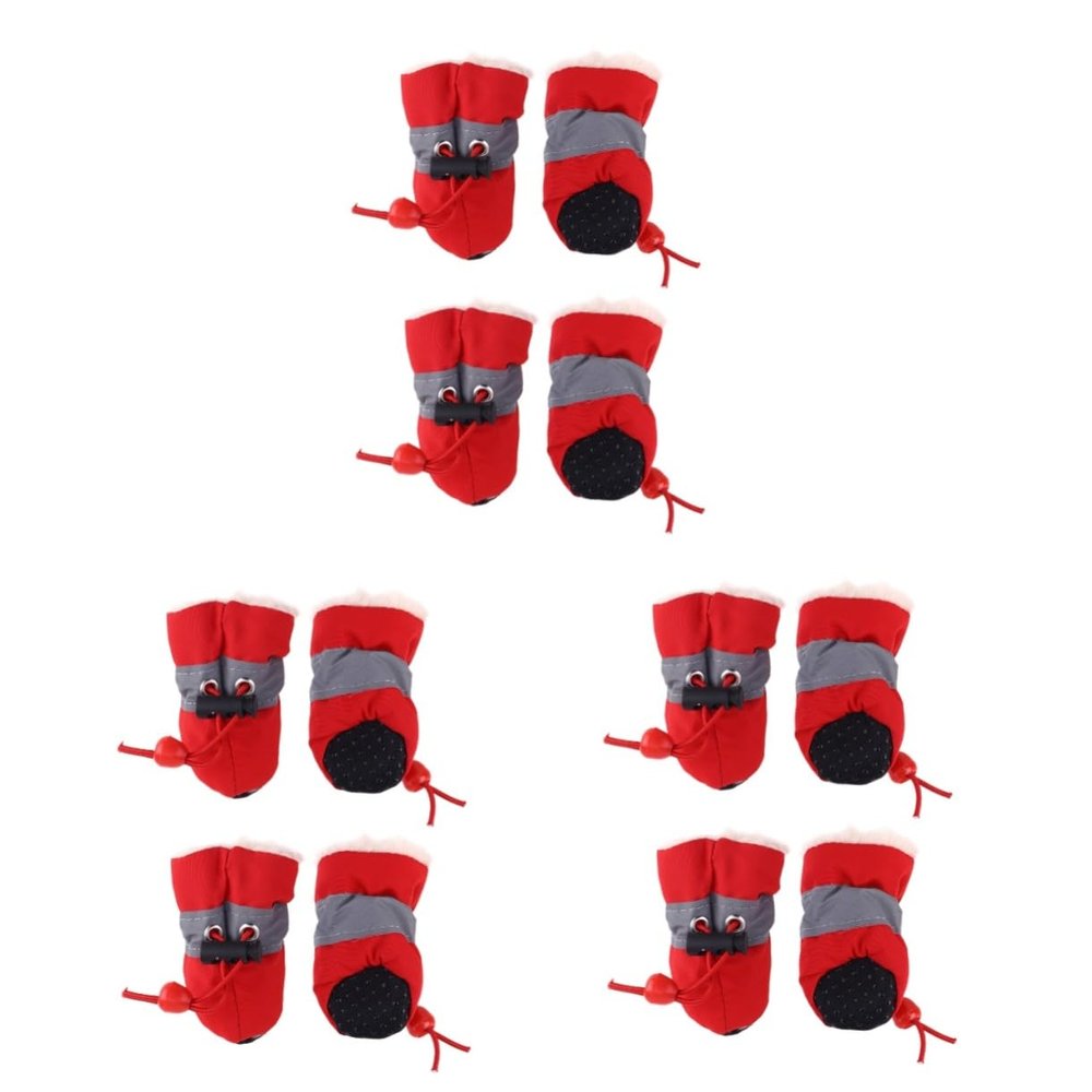 Sosoport 3-Piece Red Dog Boots with Non-Slip Soles