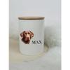 zauselbart Personalized Dog Treat Jar with Name, Ceramic Storage Container with Wooden Lid, Size S view 2