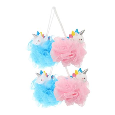 Healvian 4-Piece Unicorn Loofah Sponges for Kids