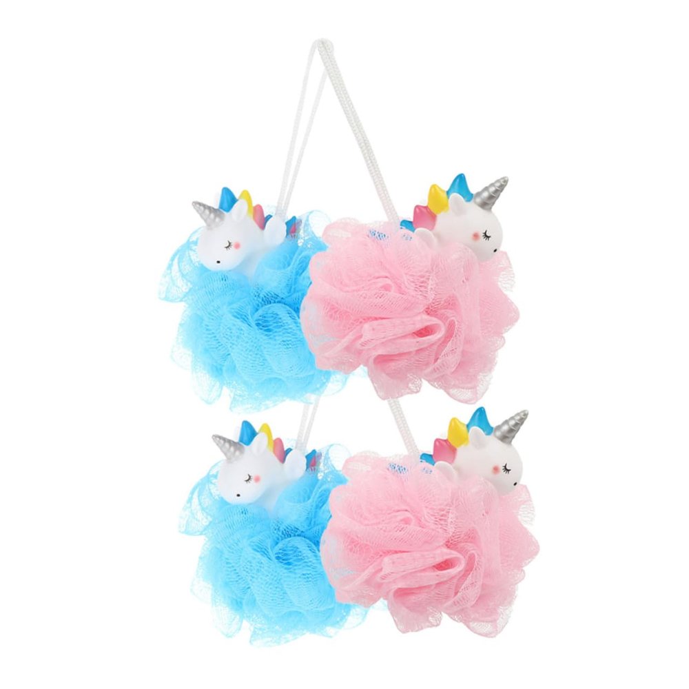 Healvian 4-Piece Unicorn Loofah Sponges for Kids