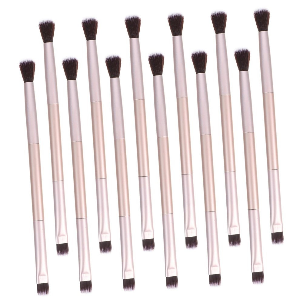 20 Gold Aluminum Double-Ended Eyeshadow Brushes with Synthetic Bristles