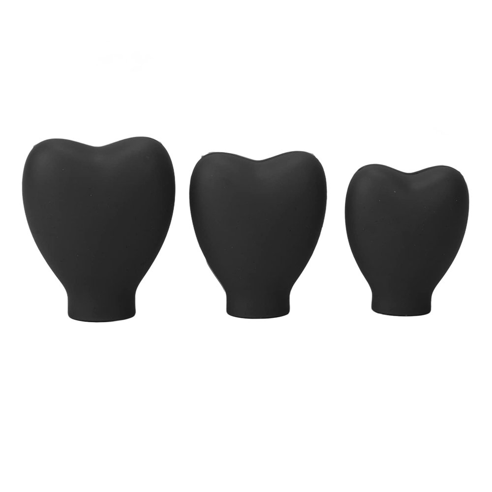 Ghzste 3-Piece Makeup Brush Covers, Portable Heart-Shaped Silicone Protective Caps, Black