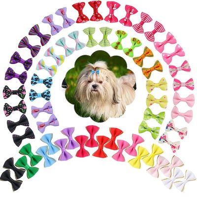 Dog Hair Bows with Metal Clip, Random Color, 20 Pieces