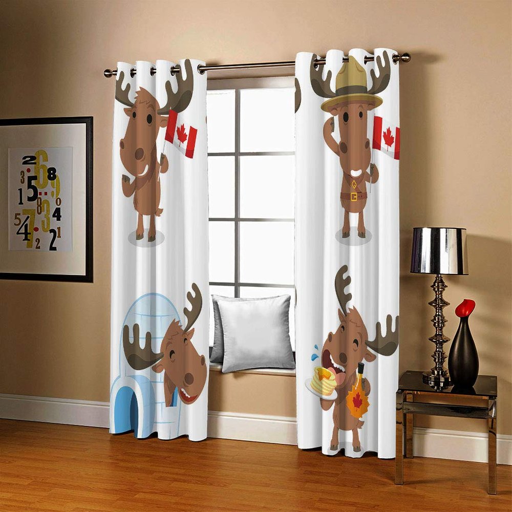 GOKSEL Blackout Curtains, 2 Panels, 117 W x 138 H cm, Moose Design