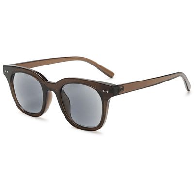 VEVESMUNDO Tinted Reading Sunglasses, Rectangular Blue-Light Filter Glasses, +1.5, Brown & Gray Lenses