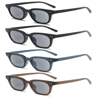 VEVESMUNDO Tinted Reading Sunglasses for Women and Men, Rectangular Blue-Light-Blocking Horn-Rimmed Readers, +1.5, 4-Piece Set A