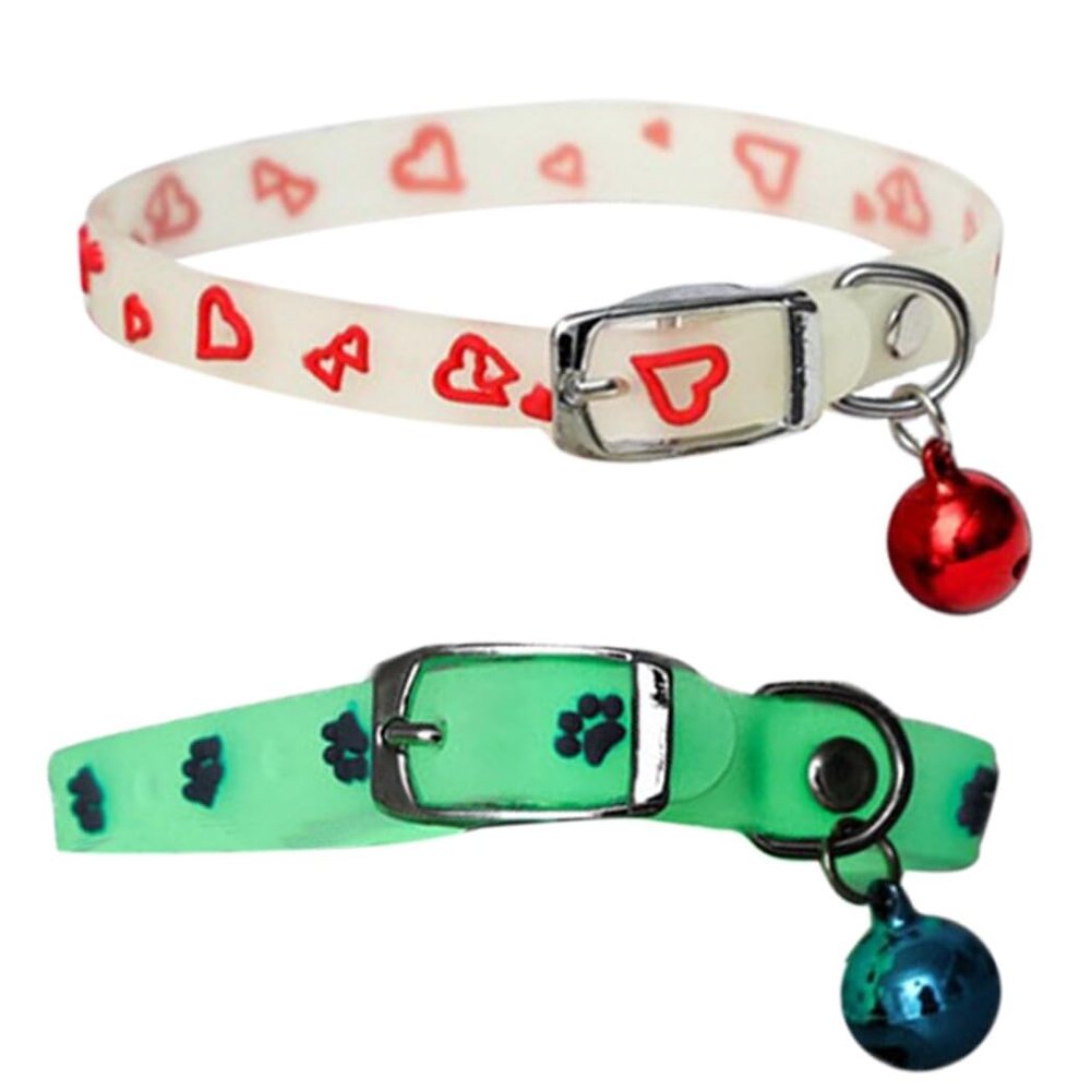 2 x Glow-in-the-Dark Silicone Dog Collars