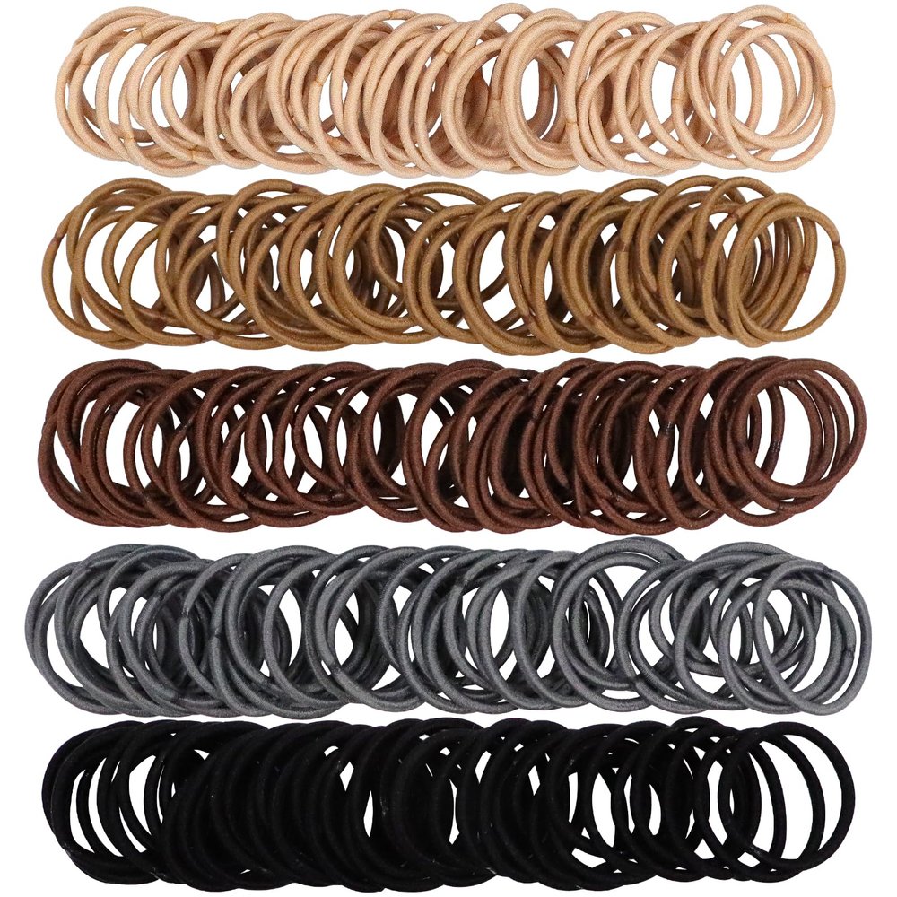 Small No-Crease Hair Ties, Elastic Ponytail Holders, 200-Count