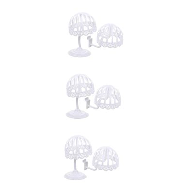 MAGICLULU 6-Piece Multifunctional Plastic Wig Stand for Wigs and Hats, Half-Moon Tabletop Stand for Hair Styling and Display, for Salons and Home