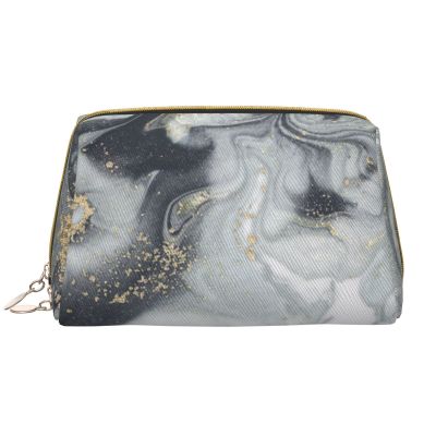 Luxurise Portable Leather Makeup Bag with Marble Print, All-Over Design, Luxurise Marble, One Size