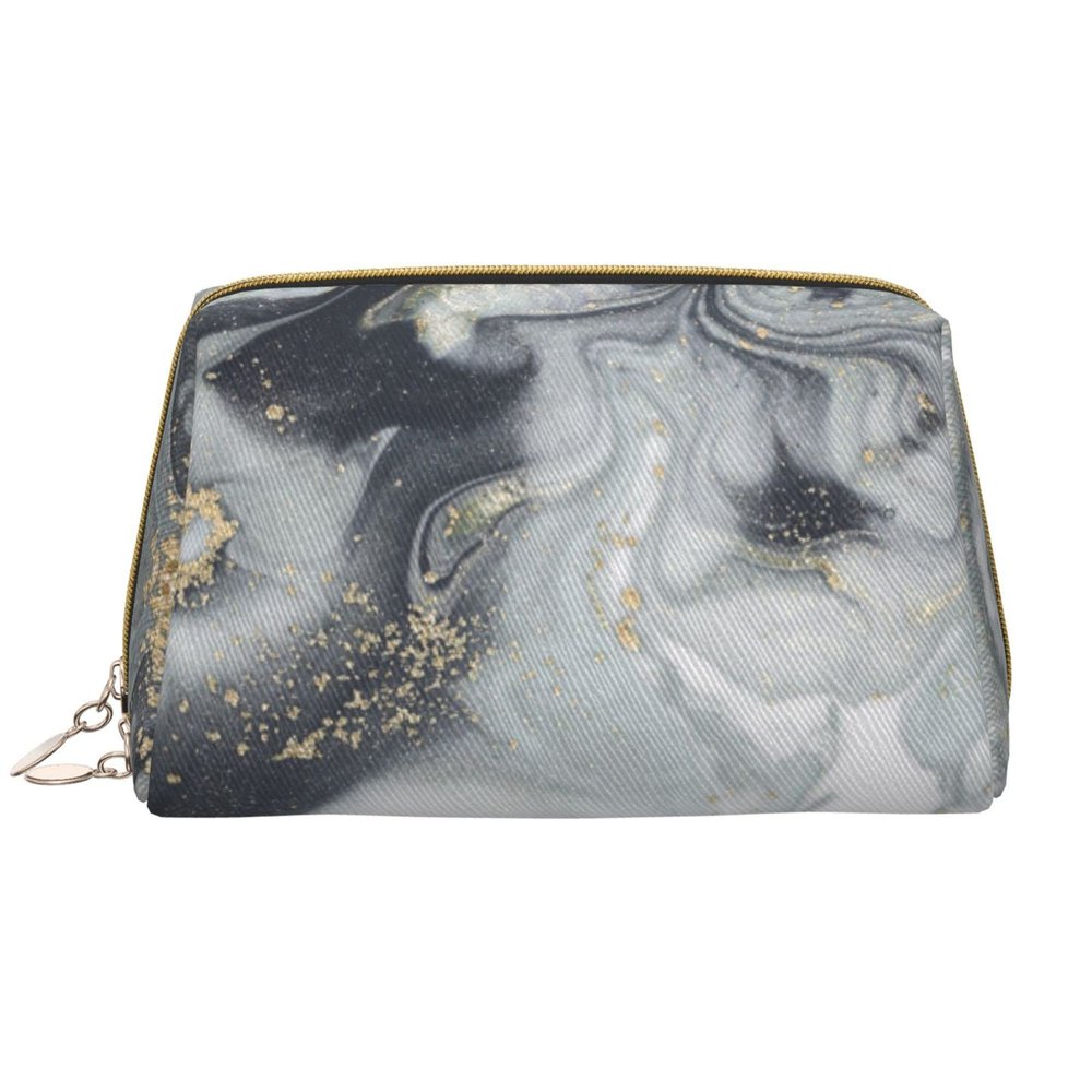 Luxurise Portable Leather Makeup Bag with Marble Print, All-Over Design, Luxurise Marble, One Size