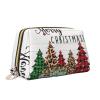 Zen Stone Printed Portable Leather Makeup Bag, Full-Width Farmhouse Christmas Design, One Size view 2