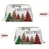Zen Stone Printed Portable Leather Makeup Bag, Full-Width Farmhouse Christmas Design, One Size view 3