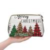 Zen Stone Printed Portable Leather Makeup Bag, Full-Width Farmhouse Christmas Design, One Size view 4