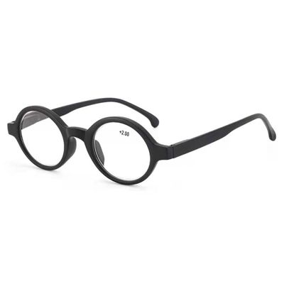 Lanomi Retro Round Reading Glasses for Women and Men, Lightweight Black, 2.75 Magnification