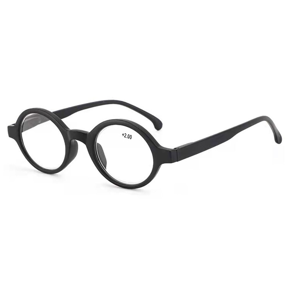 Lanomi Retro Round Reading Glasses for Women and Men, Lightweight Black, 2.75 Magnification