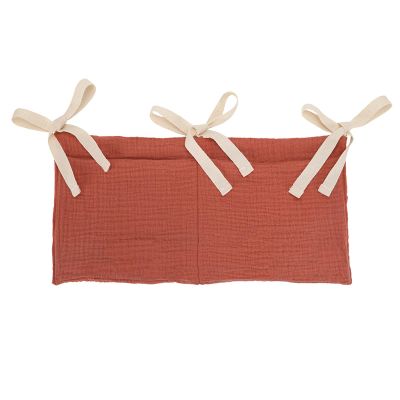 2-in-1 Crib Organizer Hanging Storage Bag, Brick Red