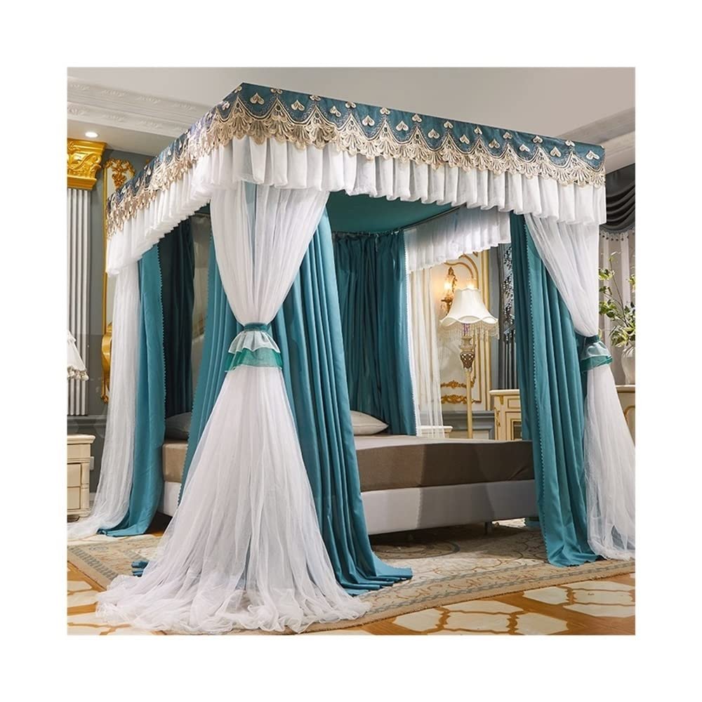 GLMGBP Canopy Bed Net for 1.5 m/5 ft Bed, Dustproof Bedroom Curtain with Stainless Steel Holder, All-Season Mosquito Net (Style 1, 1.5 x 2 x 2 m)
