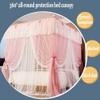 GLMGBP Square-Post Canopy Bed Curtain with Holder, Courtyard-Style Princess Room Mosquito Net (Green, 150 x 200 cm / 59 x 79 in; Pink with Lights, 180 x 200 cm) view 4