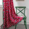 AMDXD Red and Green Blackout Curtains with Ruffle Tape, Christmas Tassel Floral Pattern, Cotton Linen, 150 x 160 cm (W x H) view 2