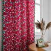 AMDXD Red and Green Blackout Curtains with Ruffle Tape, Christmas Tassel Floral Pattern, Cotton Linen, 150 x 160 cm (W x H) view 3