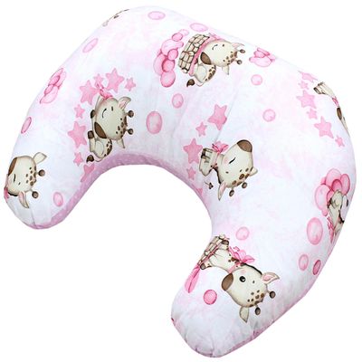 TupTam Small Baby Nursing Pillow with Cotton Cover, Giraffe/Dots/Pink