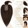 Women’s Hair Topper with Bangs, Middle Part, Straight Indian Human Hair, Silk Base, 7 x 12.5 cm view 2